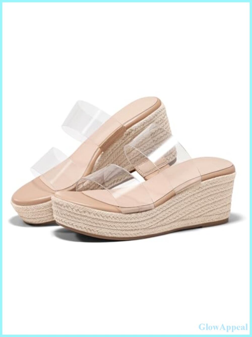 Coutgo Womens Platform Wedge Sandals Espadrille Raffia Open Toe Slides